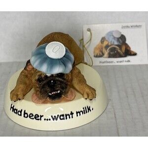 English Bulldog Vtg 2002 Zelda Wisdom Westland “Had Beer.. Got Milk 4774 NEW